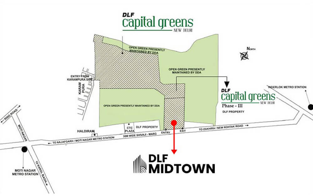 DLF ONE MIDTOWN location map